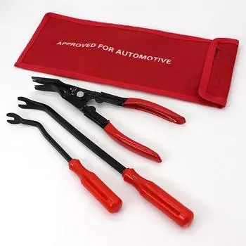 3Pcs Car Clip Pliers Fastener Remover Set Auto Trim Rivet Removal Tool Kit Anti Slip Car Door Panel Dashboard Repair Tool красный