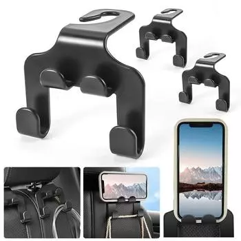 3Pcs Car Headrest Hook Phone Holder Car Seat Back Hanger Portable Storage Hook