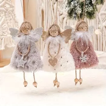 3pcs Christmas Decoration Pendants, Christmas Angel Girl Pendants, Christmas Tree Pendants, Scene Decorations, Holiday Decorations, Room Decorations 3pcs