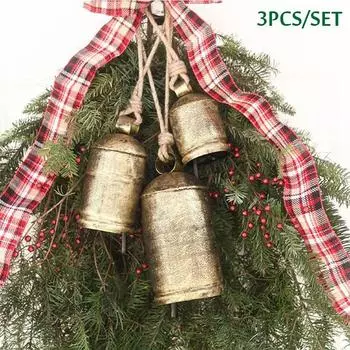 3Pcs Christmas Giant Harmony Cow Bells Large Vintage Handmade Rustic Lucky As shown