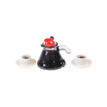 3Pcs Coffee Pot Cup And Saucer Set Dollhouse Miniature Home Decor