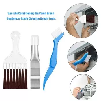 3pcs Cooling Straightening Cleaning Tool Air Conditioning Fin Comb Brush Kit Radiator Blade Condenser Cleaning Tools CHINA