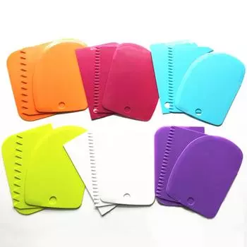 Набор из 3 скребков для крема DIY Кухонный прямой дугообразный зубчатый скребок для крема и теста Пластиковый скребок для торта Инструменты для выпечки мастики