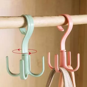 3PCS Creative Multifunctional Rotatable Four Claw Hooks Coat Hanging Bags Scarf Wardrobe Storage Hangers Doorway Hangers Bags