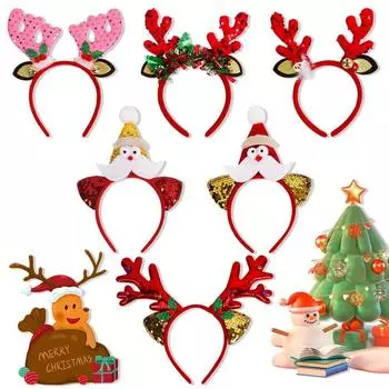 3pcs Cute Christmas Antler Headbands Wear-resistant Christmas Hair Hoop Holiday Decor style 6