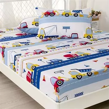 3pcs Cute Mermaid Ocean Printed Fitted Sheet, Soft Comfortable Bedding Set, For Bedroom, Guest Room 1*Fitted Sheet+2*Pillowcase 90x190x25cm 2pcs