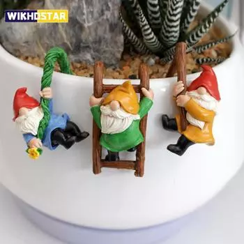 3pcs Cute Resin Gnome Pendant for Hanging Cup, Flower Pot, and Home Decor,Flower Pot Landscape Decoration, Outdoor Garden Decora