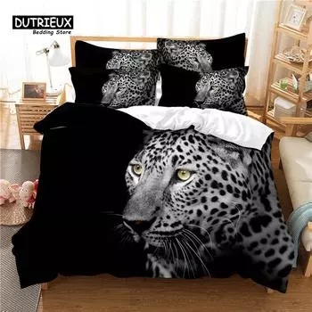 3pcs Duvet Cover Set, Agile Leopard Bedding Set, Soft Comfortable Breathable Duvet Cover, For Bedroom Guest Room Decor EU single(135x200cm)