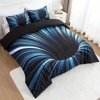3pcs Duvet Cover Set blue and Black 3D Bedding Cover, Men Women Adults Bedroom Decor Comfortable and soft fabric no pillow core EUsingle135x200cm