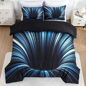 3pcs Duvet Cover Set blue and Black 3D Bedding Cover, Men Women Adults Bedroom Decor Comfortable and soft fabric no pillow core EUsingle135x200cm