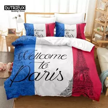 3pcs Duvet Cover Set, Eiffel Tower Bedding Set, Soft Comfortable Breathable Duvet Cover, For Bedroom Guest Room Decor 70x133cm 2pcs