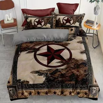 3pcs Duvet Cover Set, Rustic Western Cowboy Knight Printed Bedding Set, Soft Comfortable Duvet Cover, For Bedroom, Guest Room EU Single 135x200cm