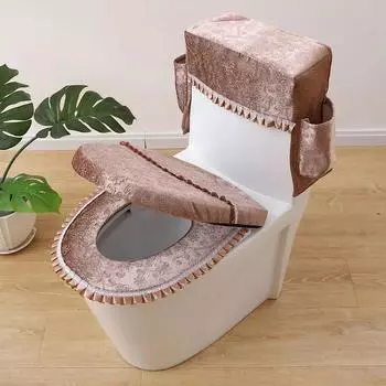 3 шт., европейская жаккардовая подушка на сиденье для унитаза, плюшевая всесезонная универсальная тумба для унитаза, толстый и удобный коврик для сиденья на унитазе на молнии