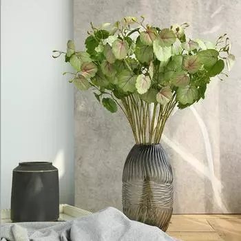 3PCS Fake Fall Greenery Stems Fake Elephant Ear Plant Artificial Plants with Long Branches and Stems for Fall Greenery Backdrop Indoor Home Decor зелёный/белый