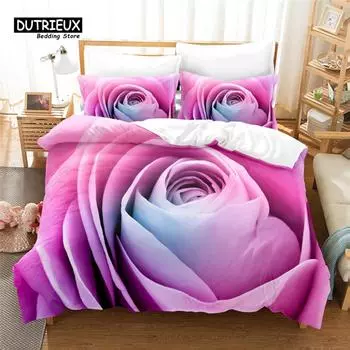 3pcs Fashion Duvet Cover Set, 3D Flower Bedding Set, Soft Comfortable Breathable Duvet Cover, For Bedroom Guest Room Decor EU single(135x200cm)