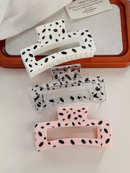 3Pcs Fashion New Women Print Hair Claw Tough Colorful Plastic Hair Clips 3.4Inch Hair Clamps Crab Hairpin Hair Accessories Gift