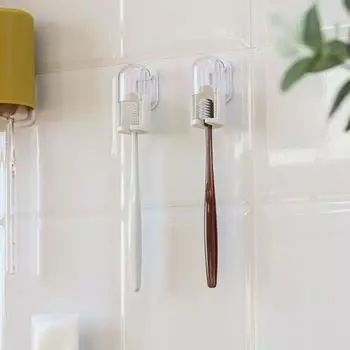 3Pcs Fashion Toothbrush Holder Wall Mounted Pulling Brush Holder Toothbrush Storage Rack Home белый