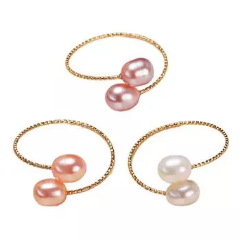 3pcs Fresh Water Baroque Pearls Rings Adjustable Open Finger Rings Decoration Handmade Jewelry Accessory for Parties 1