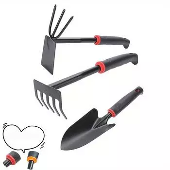3Pcs Garden Hand Tool Set - Wide Shovel Hand Cultivator Rake, Double-Side Tiller Plant Tools - For Digging Transplanting Weeding
