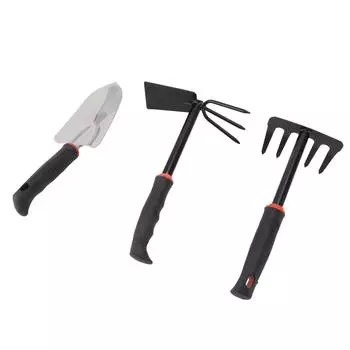 3PCS Garden Tool Set Iron Stainless Steel Five Teeth Rake Hoe Shovel with Plastic Handle Gardening H