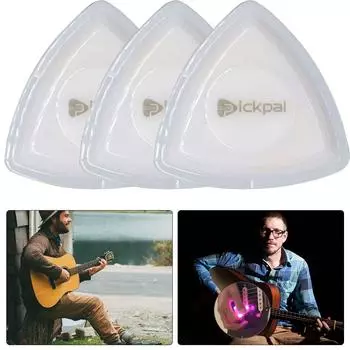 3Pcs Glowing Guitar Picks with LED Light Touch Luminous Bass Plectrum (Green)