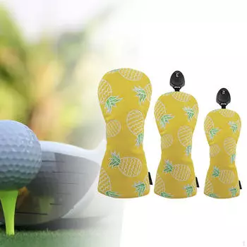 3Pcs Golf Club Head Cover Wood Headcover Wear Resistant Funny Portable Protector жёлтый