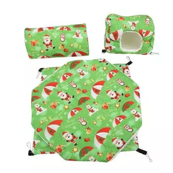 3pcs Guinea Pig Cage Hammock Set Hanging Tunnel Hammock for Rat Ferret Small CatGreen зелёный