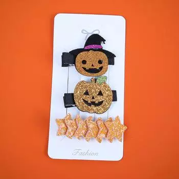 3PCS Halloween Hair Clips Pumpkin Devil Hairpins Girls Star Hairclips Festival Party Cosplay Heart Barrettes Kids Headwear