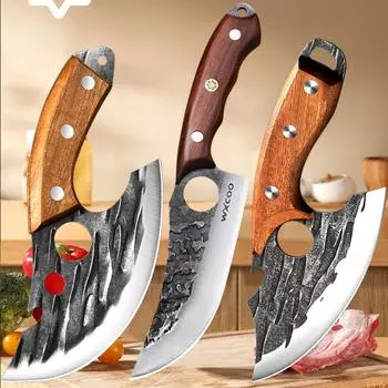 3PCS Hand-forged Sharp Professional Barbecue Knife Cooking Knife Fishing Knife Multifunction Stainless Steel Apple Peeler 3pcs