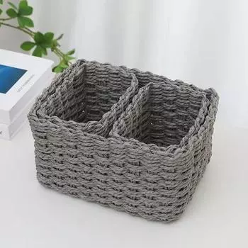 3pcs Handmade Straw Woven Soft Round Paper Rope Storage Basket for Organizing Decorative Storage Bins Office Storage Box