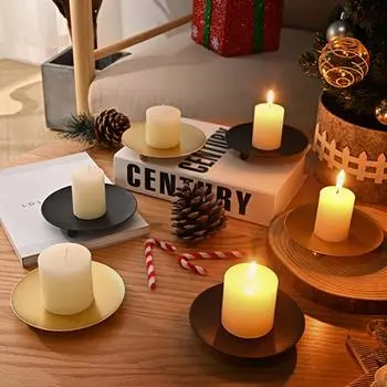 3PCS Iron Plate Candle Holder Pillar Art Decorative Pedestal Wedding Birthdays Party Festival Candlestick Holder Gift Home Decor 3PCS 7cm чёрный
