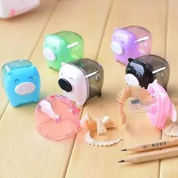 3pcs Kawaii Pig and Animal Shaped Plastic Pencil Sharpeners Multicolor Color Korean School Stationery Kid Learning Supplies 3pcs