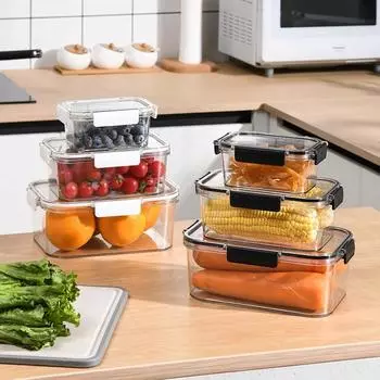 3pcs Large Capacity Transparent Storage Box Refrigerator Storage Box Kitchen Organizer Box Frozen Food Grade PET Sealed