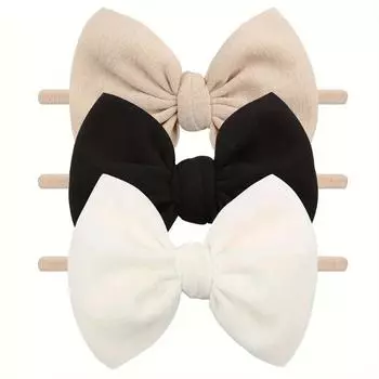 3pcs/lot Soft Elastic Nylon Bows Headband for Girls Bowknot Infant Cute Hair Clip Kids Toddlers Hair Bands Hair Accessories
