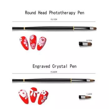 3Pcs Manicure Pens With Cover Pull-Line Pen Light Therapy Pen Nail Art Pen