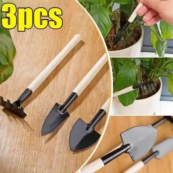 3pcs Mini Garden Tools Set Portable Shovel Tools Shovel Rake Spade Garden Plant Tool Set with Wooden Handle Kids Outdoor Tools 3PCS