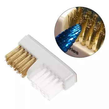 3PCS Nail Art Drill Bit Cleaning Brush Portable Cleaner Copper Brush & Plastic Brush for Nail Salon or Home Use Cleaning