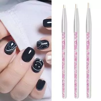 3 шт. ручка для ногтей ультратонкая симпатичная нейлоновая шерстяная линия для рисования ногтей подарок для девочек B