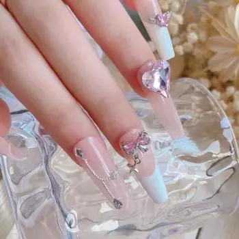 3Pcs Nail Rhinestone Pink Bow Pendant Jewelry Durable Charming Manicure Rhinestones Women B