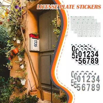 3PCS Nanofilm License Plate Sticker Digital Sticker Reflective Digital Number Label Car License Plate Sticker Mailbox