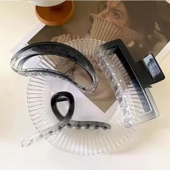 3pcs new transparent black and white water ink gradient hair clip large size for thick hair at the back of the head