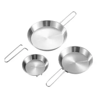 3Pcs Nonstick Outdoor Cooking Pans Portable Frying Pans with Removable Handle Quick Heating Skillets Outdoor Cookware