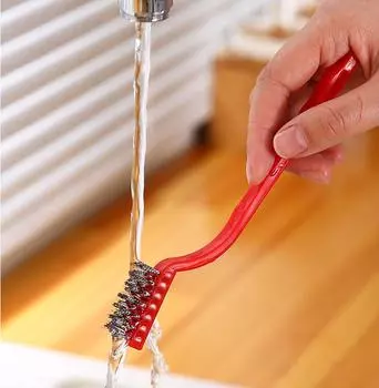 3PCS Nylon Steel Copper Wire Combination Gas Stove Cleaning Brush D ead Angle Gap Stove Long Handle Brush To Remove Oil