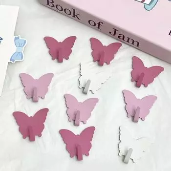 3 шт. розовый белый в форме бабочки металлический многоцелевой крючок милый женский настенный липкий крючок для ключей маска органайзер для декора комнаты 4.2x4.3cm белый