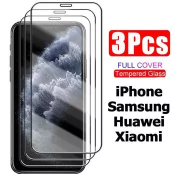 3Pcs Полное покрытие Защитная пленка для iPhone 13 13 Pro Xiaomi Redmi Huawei Samsung Закаленное стекло Защитная пленка для экрана телефона