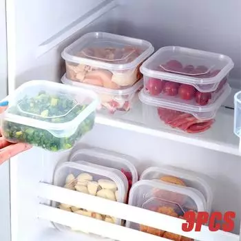 3PCS Refrigerator Storage Box Fridge Organizer Meat Fruit Vegetable Food Container Sealed Fresh Box with Lid Kitchen Accessories 350ml-3PCS прозрачный