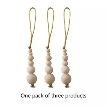 3pcs Round Wooden Bead String Pendant Handcrafted Christmas Tree Pendant Kids D