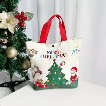 3pcs Santa Claus Elk Christmas Tree Handheld Bag Cartoon Merry Christmas Decor Home New Year Decor зелёный
