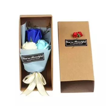 3pcs/set Artificial Rose Flowers Scented Rose Carnation Bouquet Gift Box Bath Body Soap Flower For Mother s Day Wedding Party