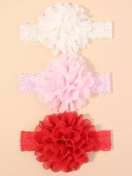 3PCS/Set Big Flowerl Headband For Baby Gir Floral Chiffon Bandage Band Children Kids Headwear Ribbon Newborn Hair Accessories